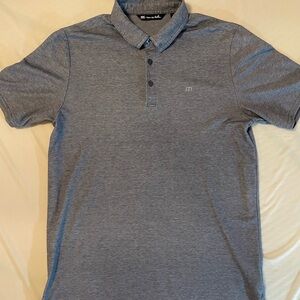 Travis Mathew Men's Heather Blue Gray Polo